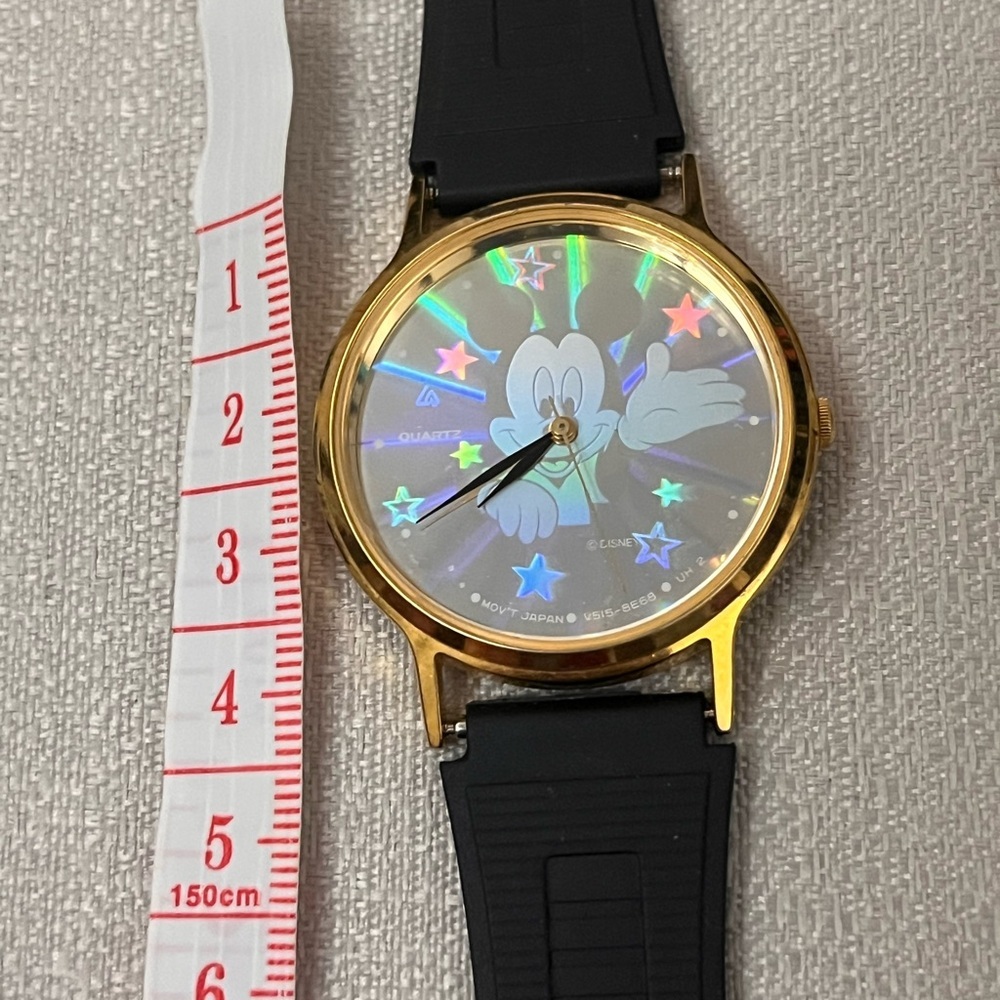 Vintage Lorus Disney Mickey Mouse Analog Watch, Gold Tone & Black Strap - Picture 5 of 7